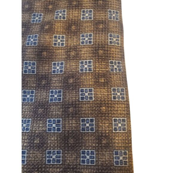 Andrew Fezza New York Mens Tie Necktie Designer Luxury Brown Blue Geometric - Picture 2 of 11